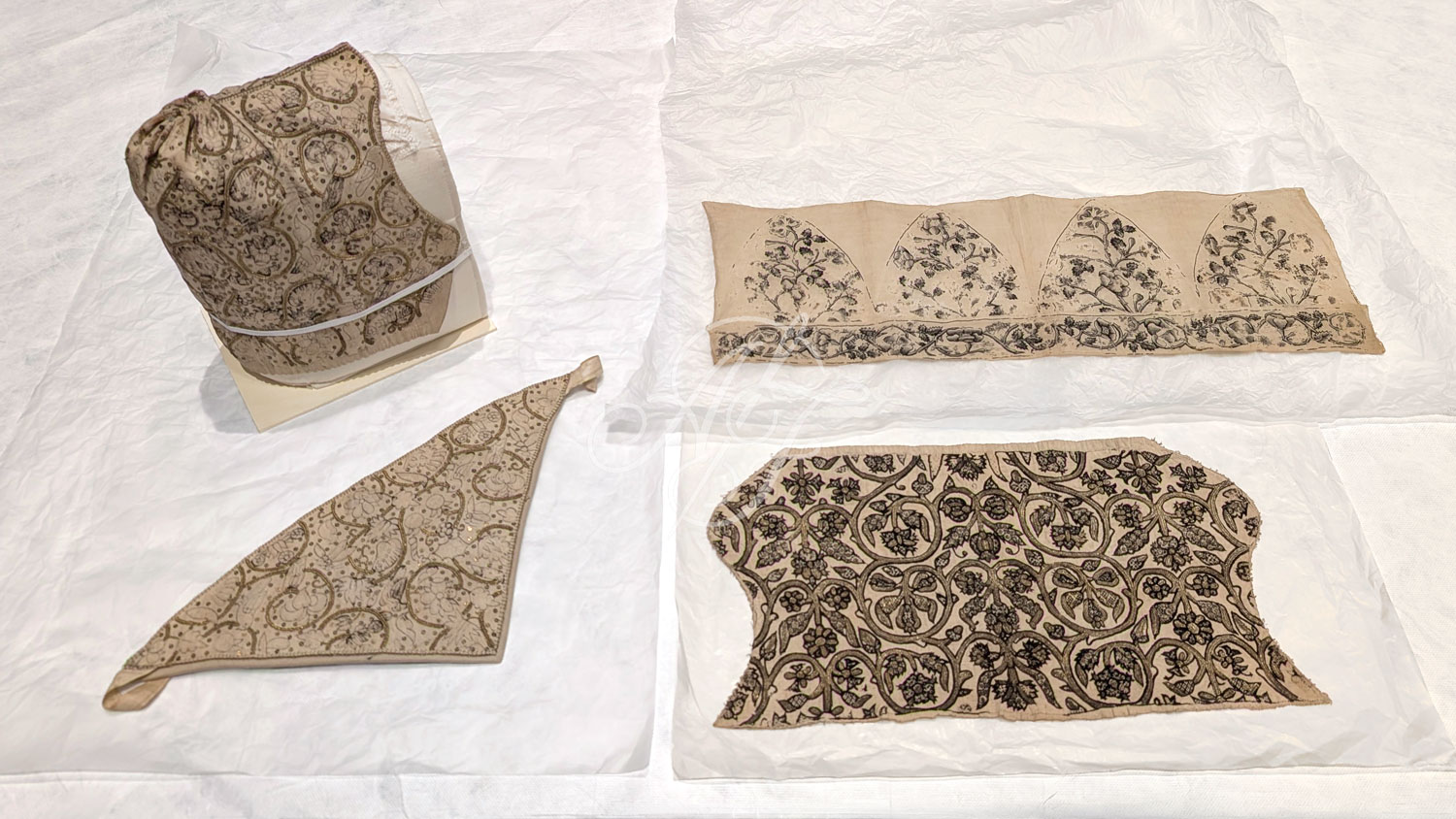 4 examples of blackwork embroidery from the 16th and 17th centuries from the Victoria and Albert Museum in London